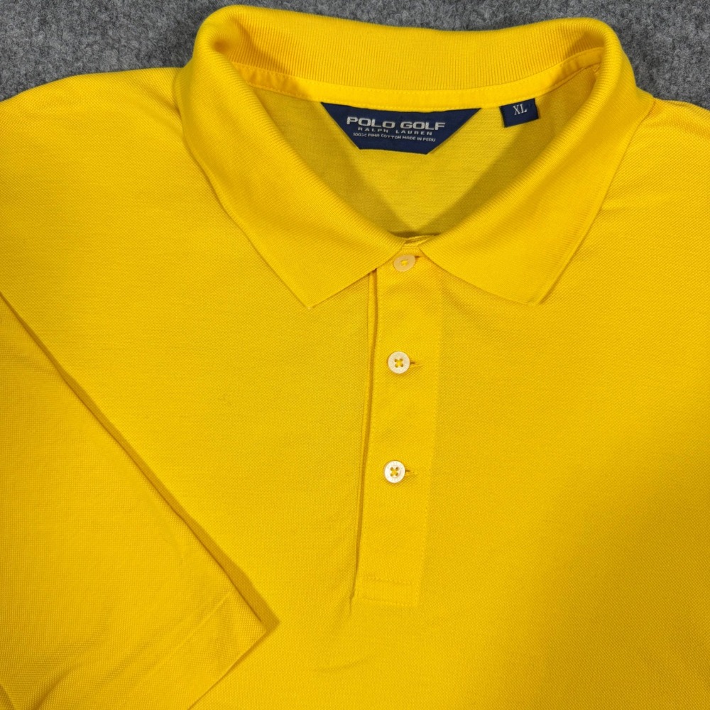 Polo Golf Ralph Lauren Short Sleeve Polo Mens XL Yellow 100% Pima Cotton EUC